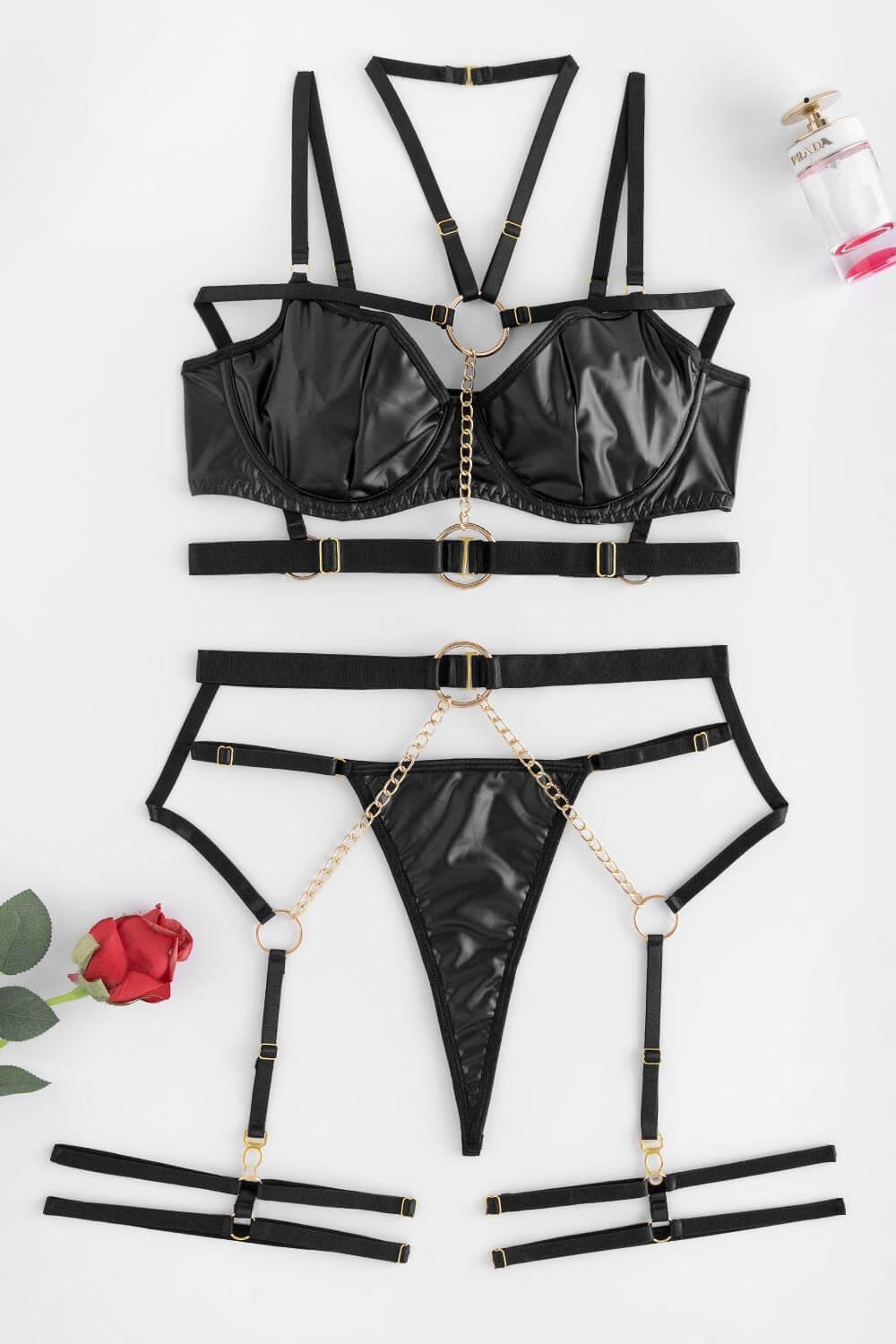 Lexa - Ensemble Effet Cuir Matte - la petite lingerie