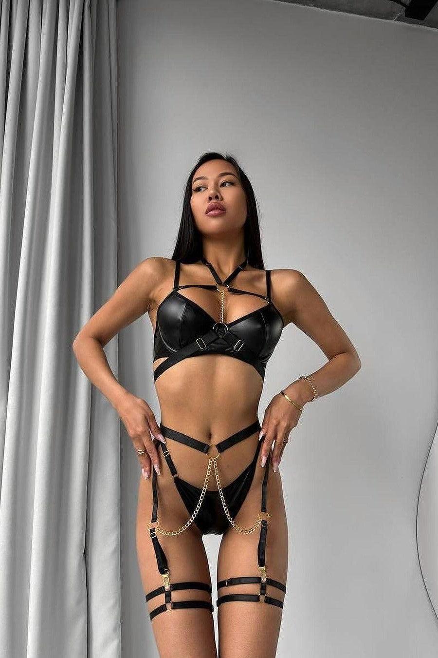 Lexa - Ensemble Effet Cuir Matte - la petite lingerie