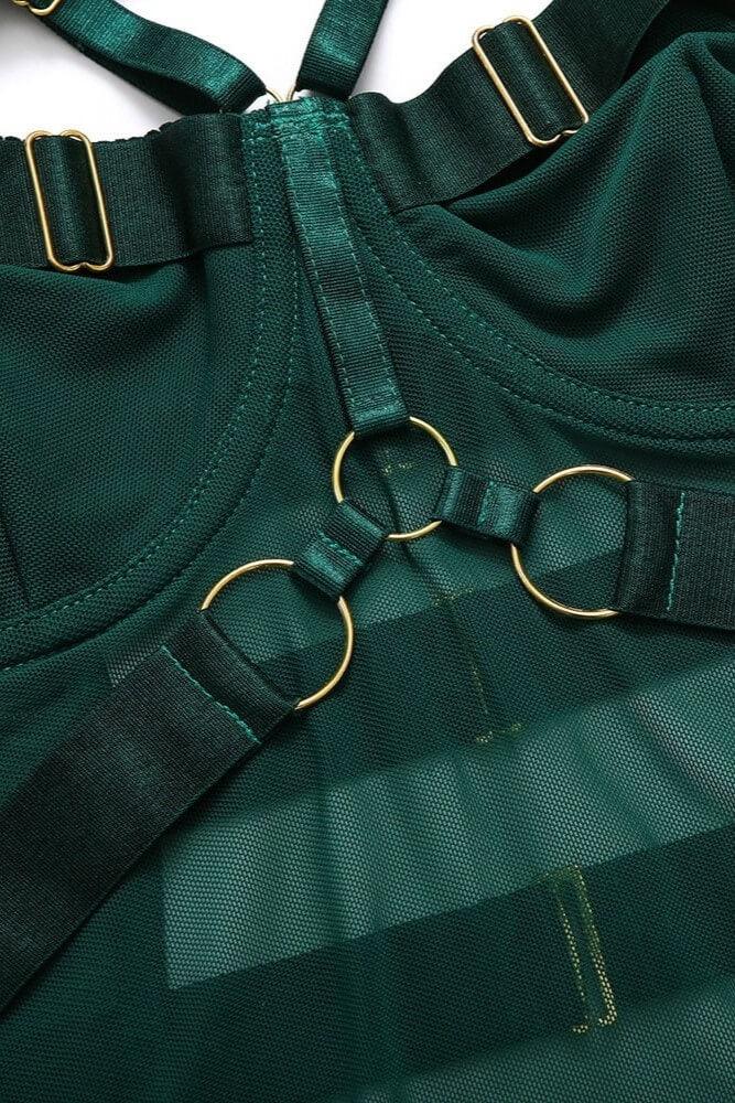Aya - Body String Transparent - Vert Empire - la petite lingerie
